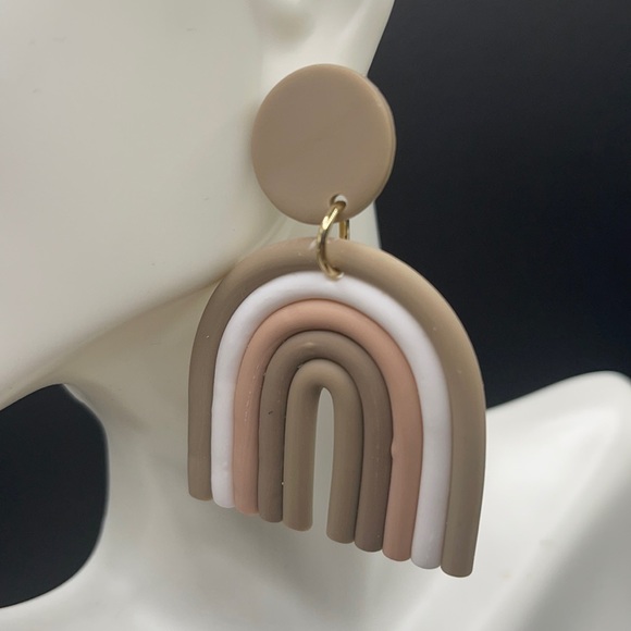 Clay Polymer Rainbow Earrings - Picture 1 of 4